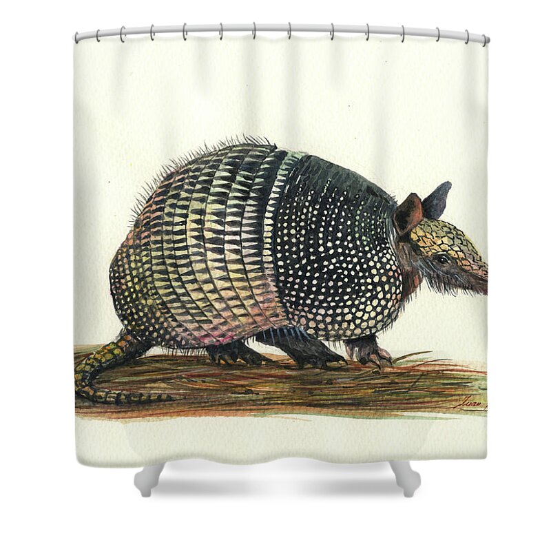 Armadillo Art Shower Curtain featuring the painting Armadillo painting by Juan Bosco