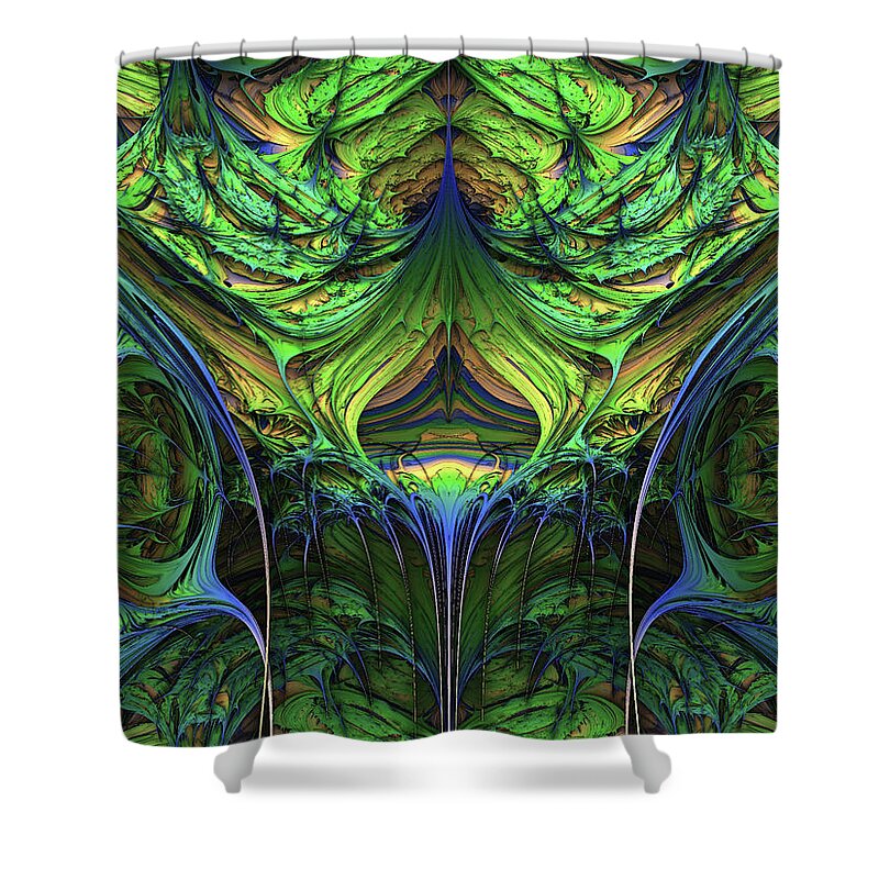 Fractal Shower Curtain featuring the digital art The Green Man by Bernie Sirelson