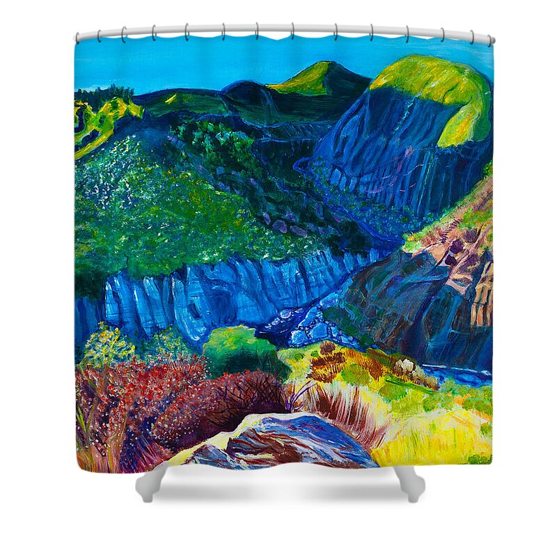 Landscape Shower Curtain featuring the painting Arroyo Seco 22x28 by Santana Star