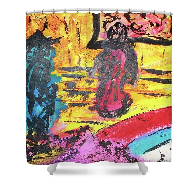 Acrylic Shower Curtain featuring the painting Art Gallery by Odalo Wasikhongo