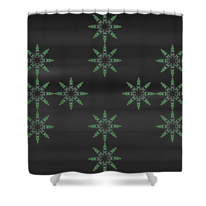 Modern Abstract Art Shower Curtain featuring the drawing Art Deco Green Black by Joan Stratton