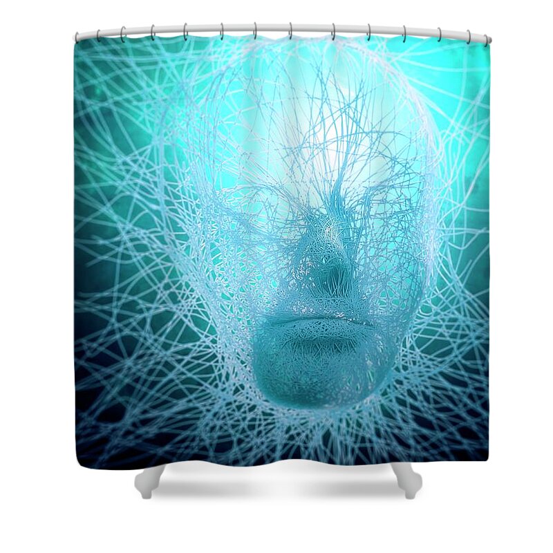 Concepts & Topics Shower Curtain featuring the digital art Artificial Intelligence, Conceptual by Andrzej Wojcicki