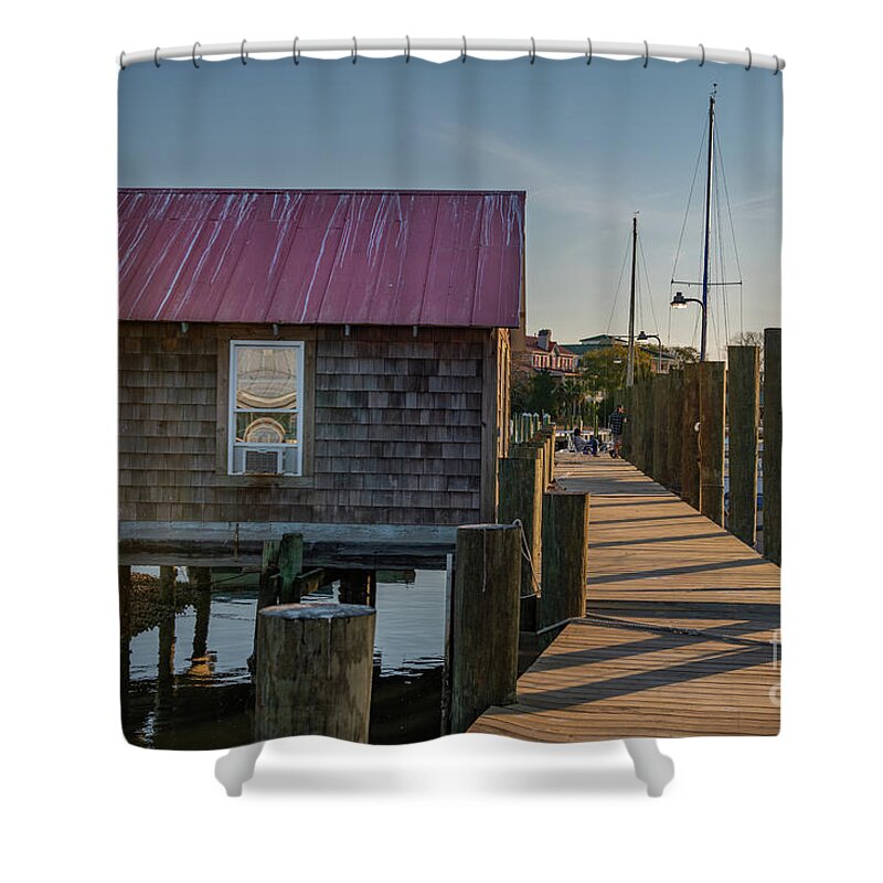 Dock Shower Curtain featuring the photograph Artist Inspiration - Shem Creek by Dale Powell