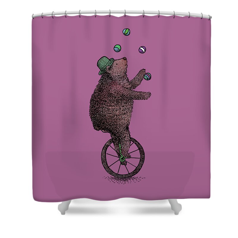 Bear Shower Curtain featuring the drawing The Juggler by Eric Fan