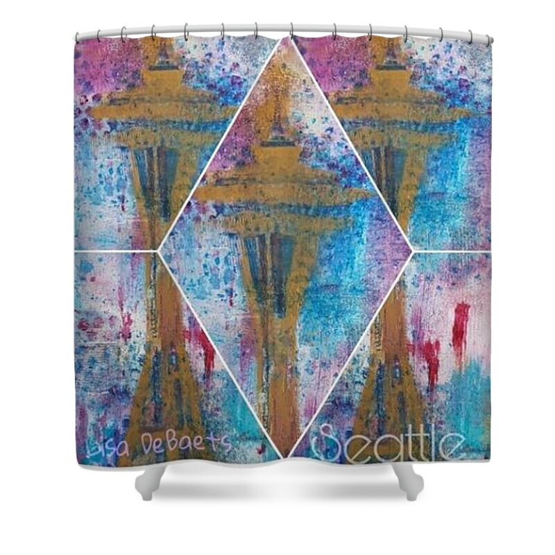 Seattle Art Shower Curtain featuring the painting Space Needle Art by Lisa Debaets