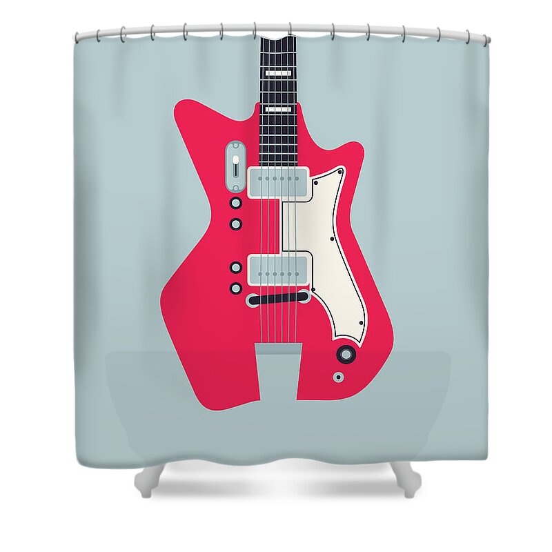 Guitar Shower Curtain featuring the digital art Retro 60s Surf Rock Electric Guitar - Slate by Organic Synthesis