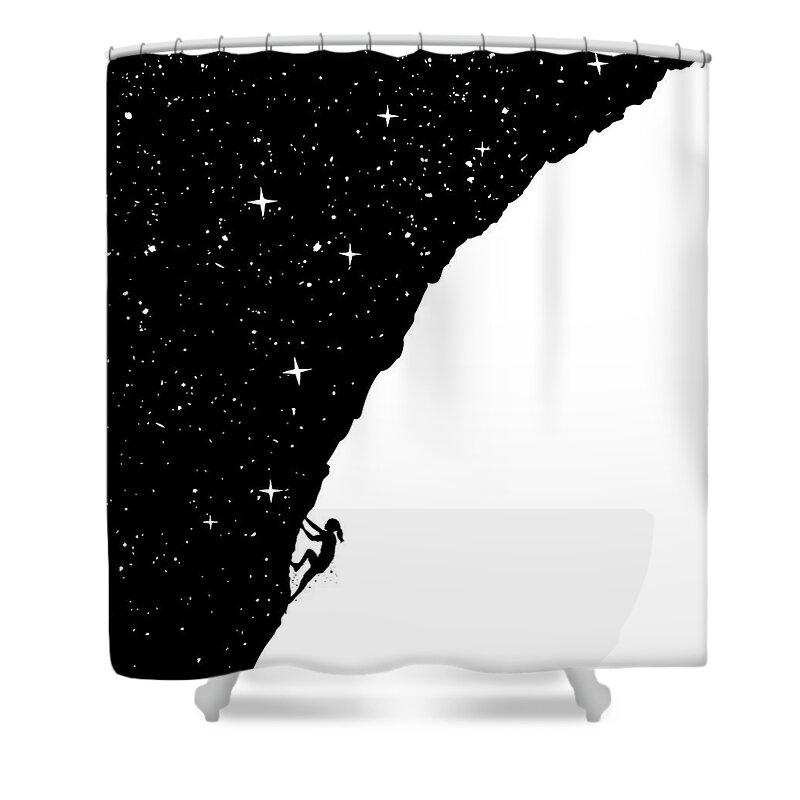 Night Shower Curtain featuring the mixed media Night climbing by Balazs Solti