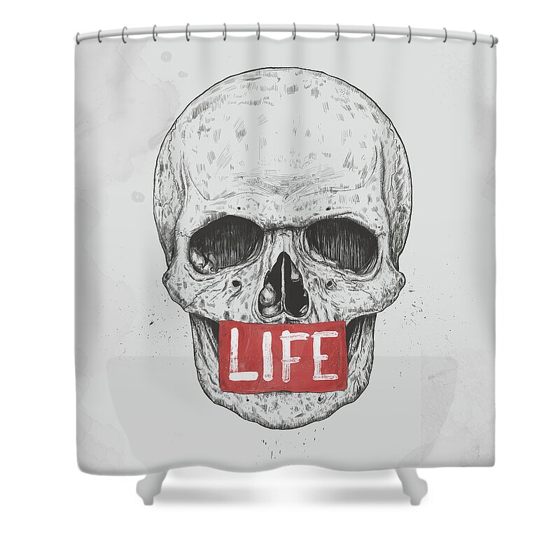 Skull Shower Curtain featuring the mixed media Life by Balazs Solti