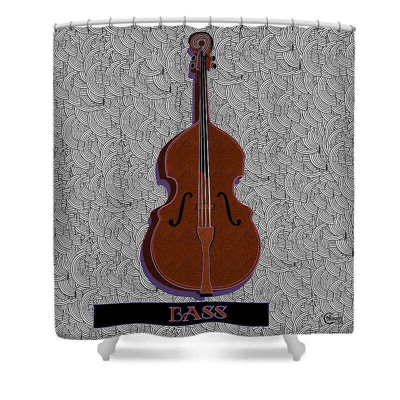 Bass Shower Curtain featuring the digital art Acoustic Bass Note Swing  by Cecely Bloom