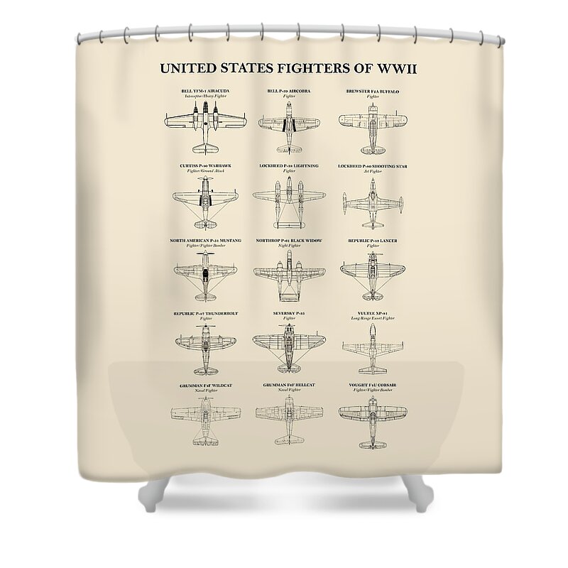 American Planes Of Ww2 Shower Curtain featuring the photograph American Fighters of WW2 by Mark Rogan