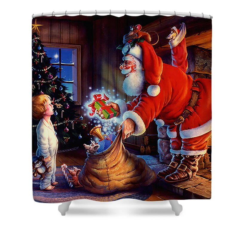 Michael Humphries Shower Curtain featuring the painting 'Twas the Night Before Christmas by Michael Humphries