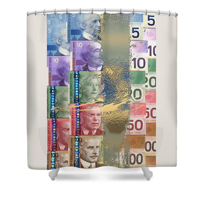 ‘money’ Collection By Serge Averbukh Shower Curtain featuring the digital art Pure Gold - Selection of Canadian Paper Currency by Serge Averbukh
