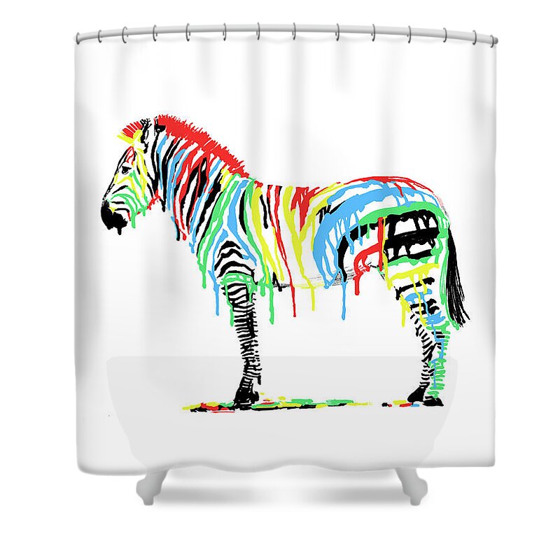 Zebra Shower Curtain featuring the drawing Fresh Paint by Eric Fan