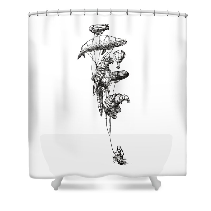 Balloons Shower Curtain featuring the photograph The Helium Menagerie by Eric Fan