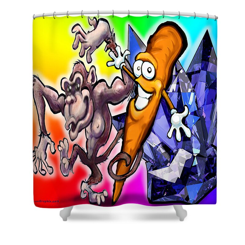 Animal Shower Curtain featuring the digital art Animal Vegetable Mineral by Kevin Middleton