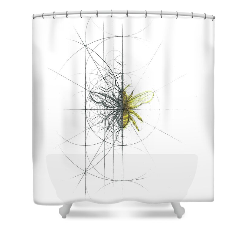 Bee Shower Curtain featuring the drawing Intuitive Geometry Bee by Nathalie Strassburg