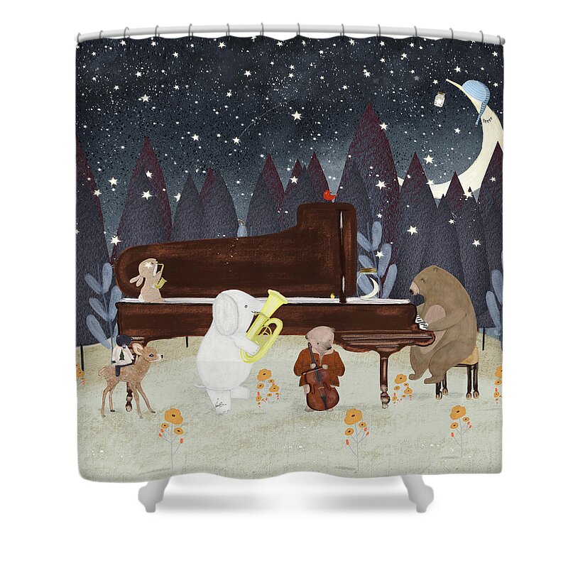 Childrens Shower Curtain featuring the painting The Star Quartet by Bri Buckley