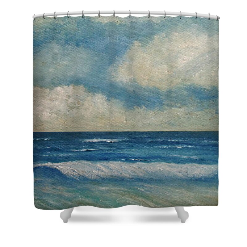 Sea Shower Curtain featuring the painting Every Breaking Wave by Angeles M Pomata