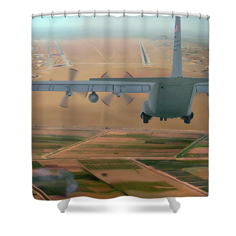  Shower Curtain featuring the digital art Alarm Red with Faux Tumbleweed Matting by Michael Brooks