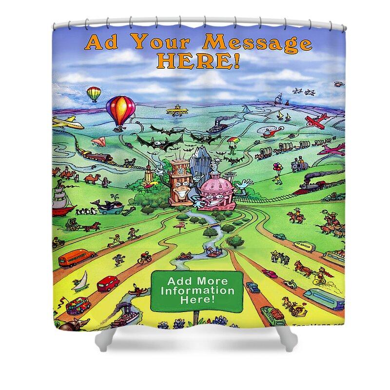 Austin Shower Curtain featuring the digital art All Roads Lead to Austin by Kevin Middleton