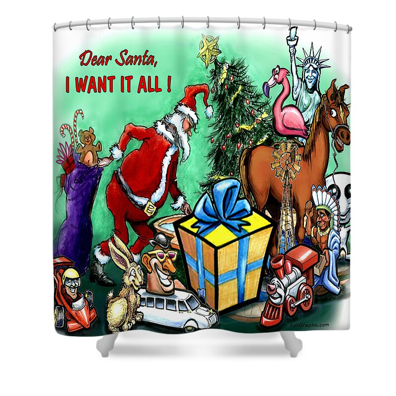 Santa Shower Curtain featuring the digital art Dear Santa by Kevin Middleton