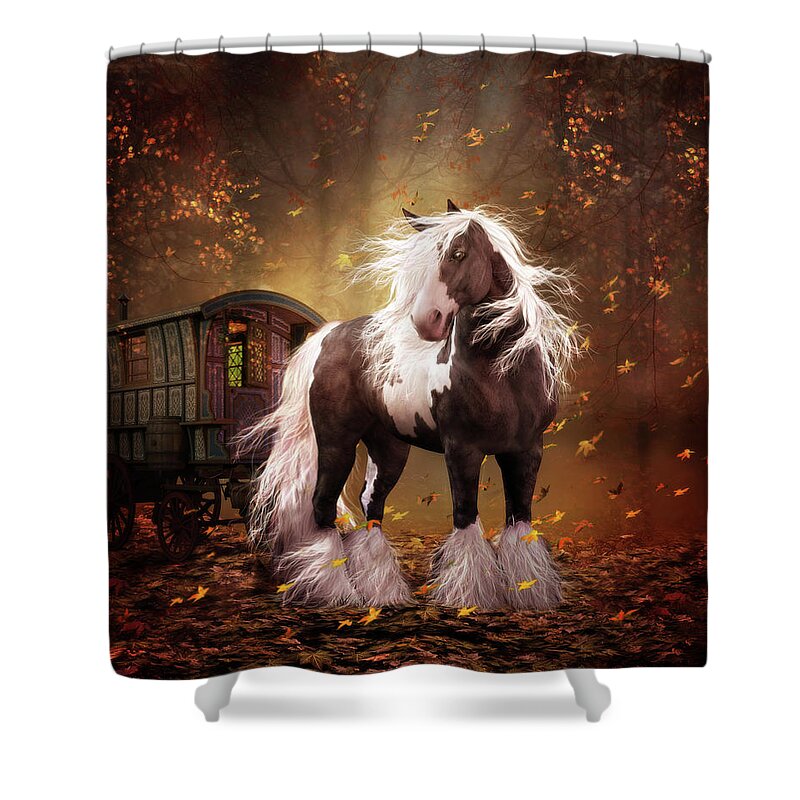 Gypsy Gold Shower Curtain featuring the digital art Gypsy Gold Vanner Horse by Shanina Conway