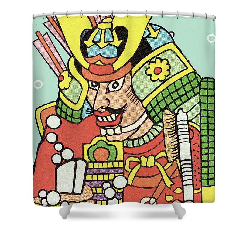 Apparel Shower Curtain featuring the drawing Asian general in the tub by CSA Images
