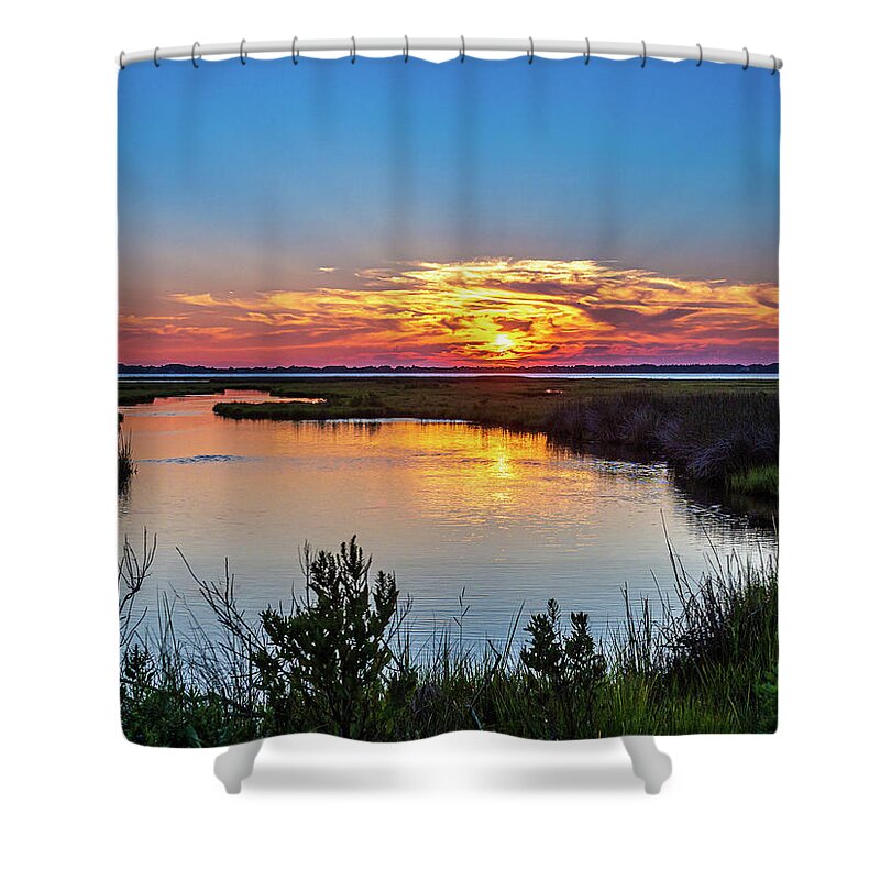 Assateague Island Shower Curtain featuring the photograph Assateague Island Sunset by Louis Dallara