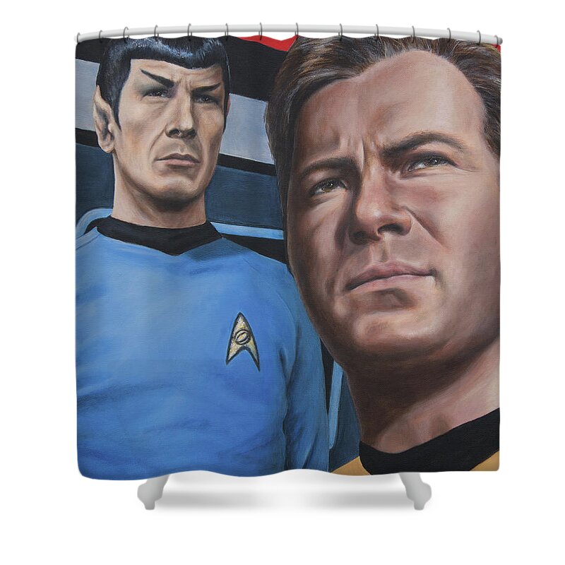 Star Trek Shower Curtain featuring the painting Assessing A Formidable Opponent by Kim Lockman