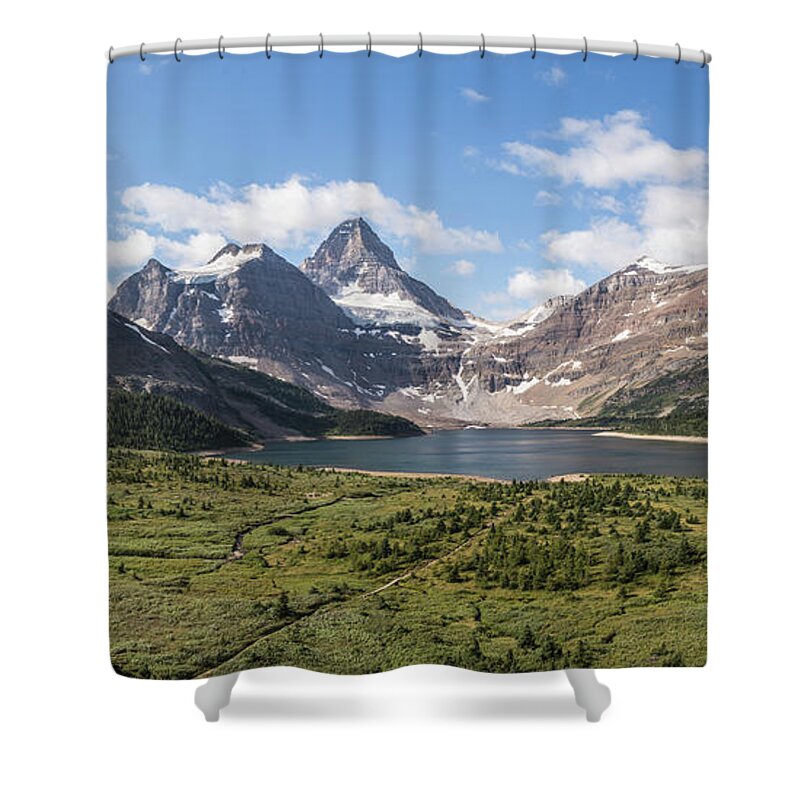 Mt. Assiniboine Shower Curtain featuring the photograph Assiniboine Valley by Joe Kopp