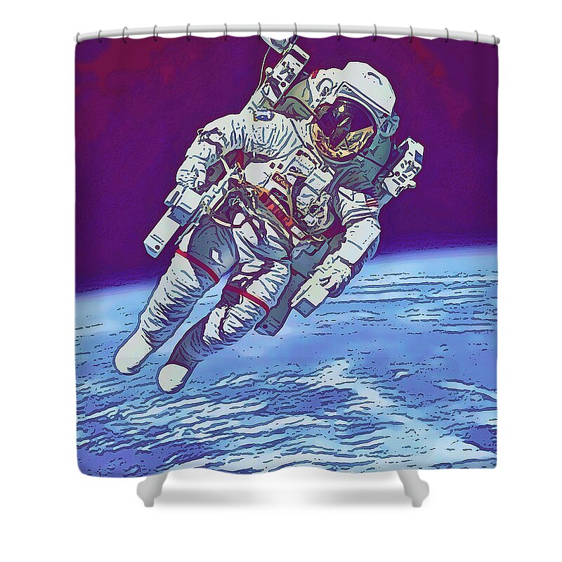 Space Shower Curtain featuring the digital art Astronaut by Gary Grayson