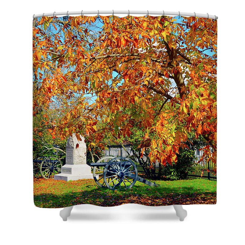D2-cw-1654 Shower Curtain featuring the photograph At Soldiers Cemetery by Paul W Faust - Impressions of Light