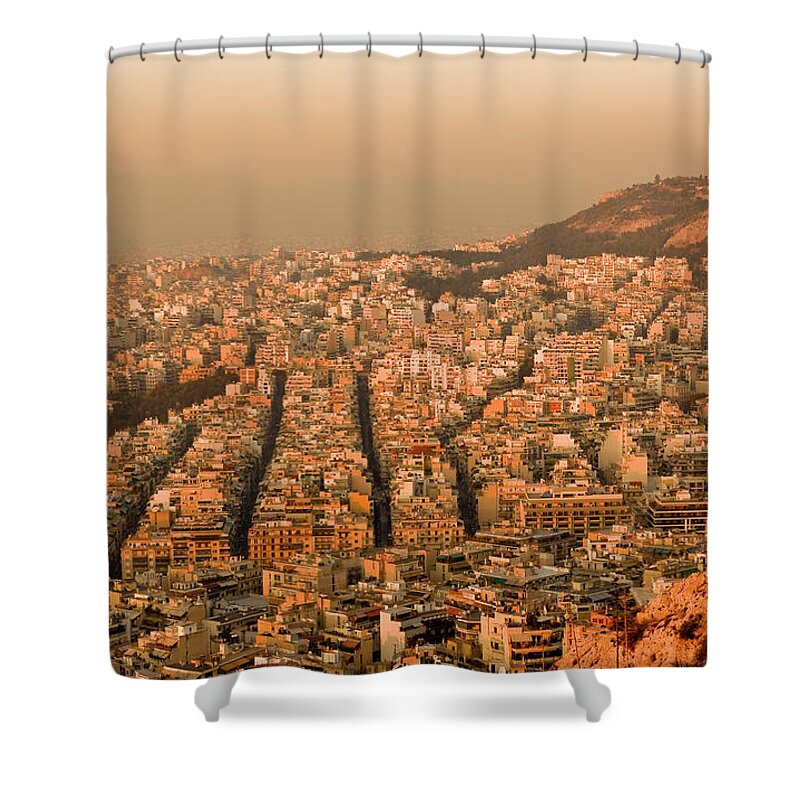 Tranquility Shower Curtain featuring the photograph Athens At Sunset by Property Of Olga Ressem.