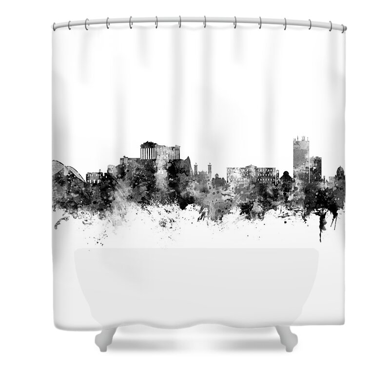 Athens Shower Curtain featuring the digital art Athens Greece Skyline by Michael Tompsett