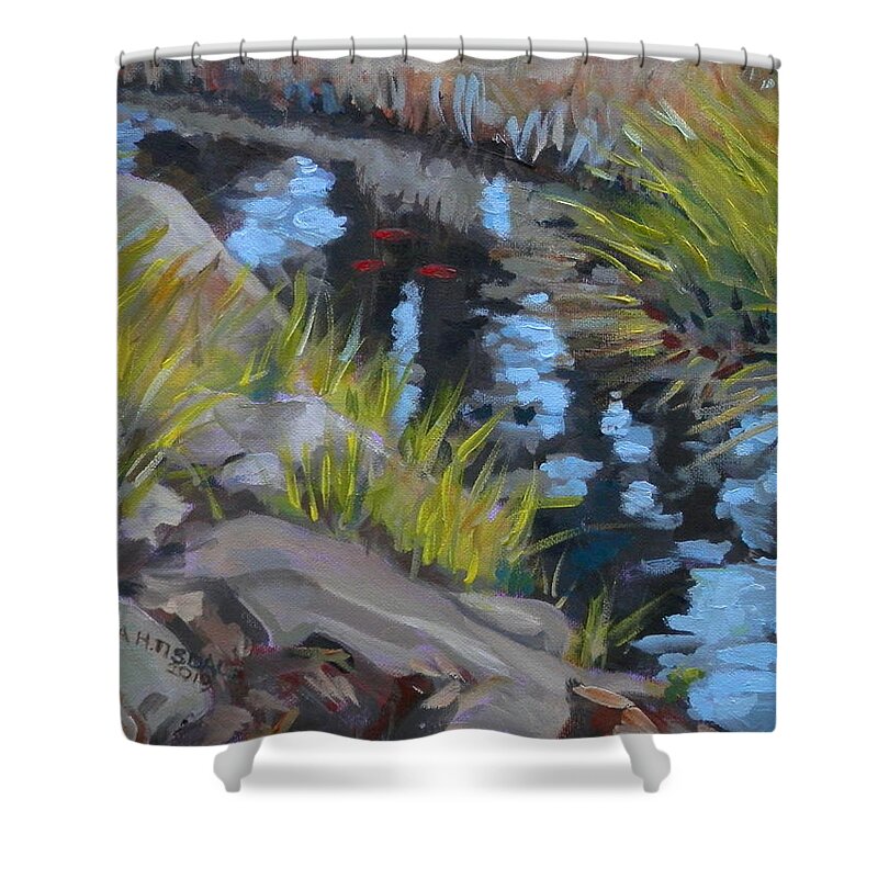 Water Shower Curtain featuring the painting Atlanta Botanical Gardens by Martha Tisdale