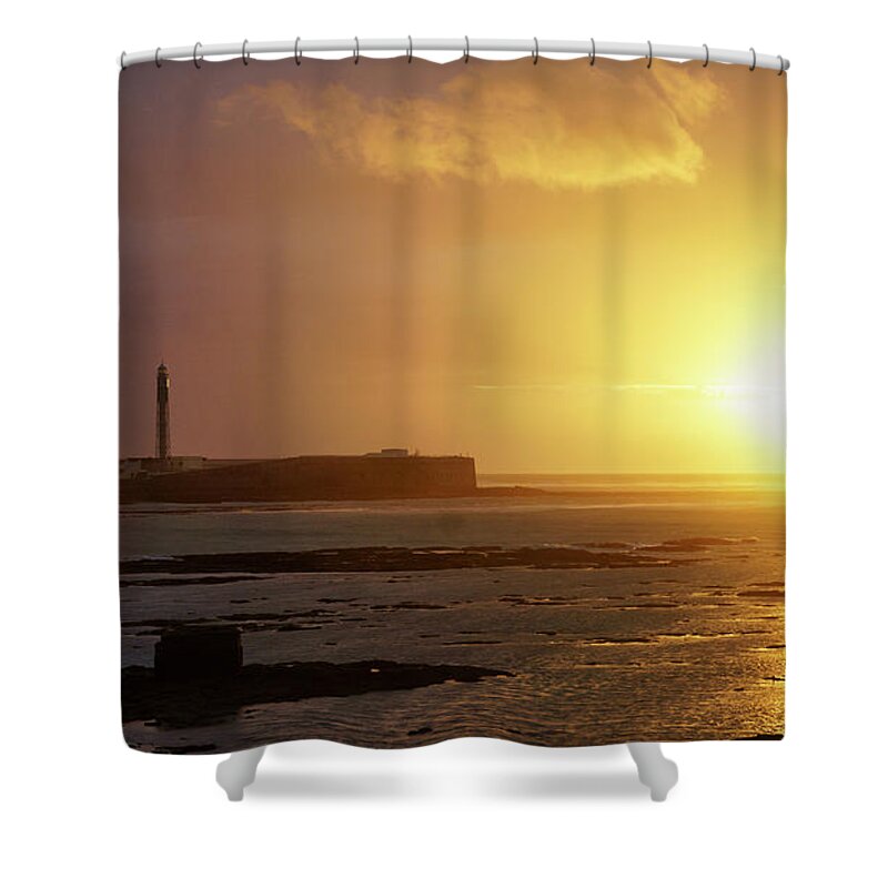 Coast Shower Curtain featuring the photograph Atlantic Sunset Cadiz Spain by Pablo Avanzini
