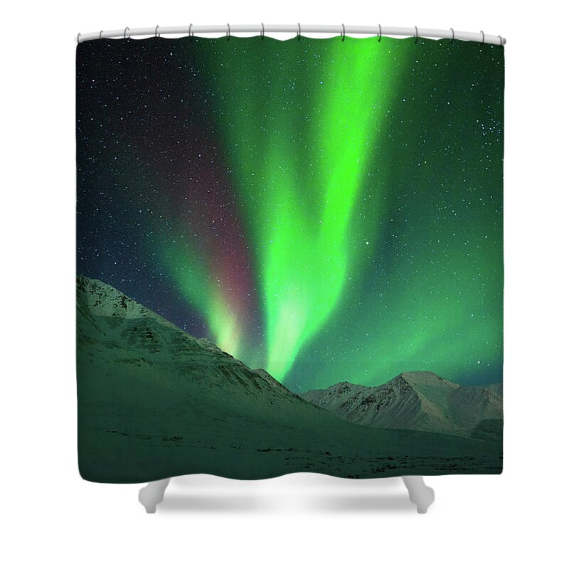 Interior Alaska Shower Curtain featuring the photograph Aurora Above Alaska by Noppawat Tom Charoensinphon