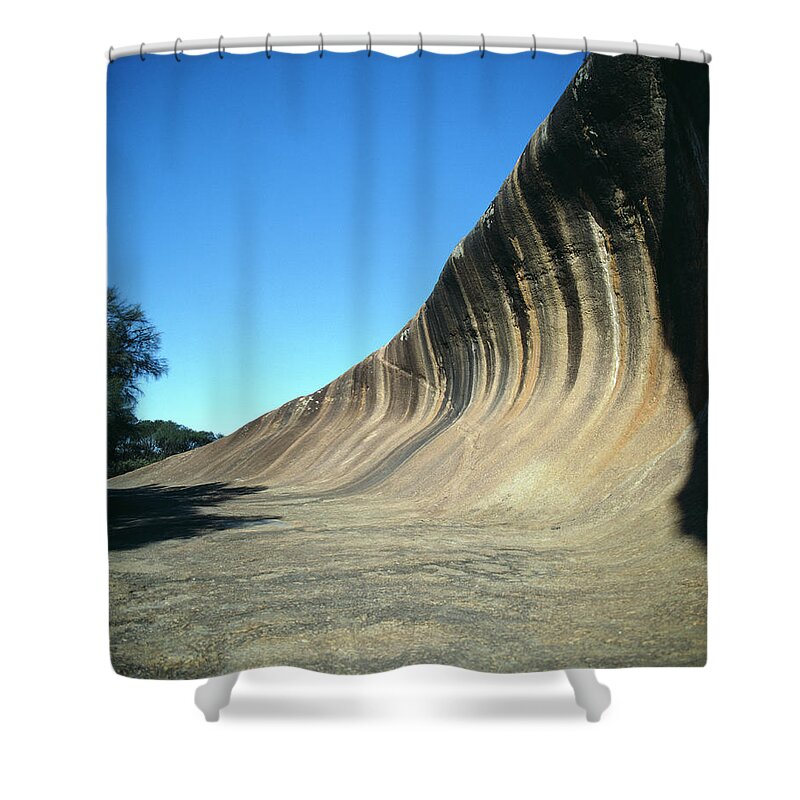 Scenics Shower Curtain featuring the photograph Australia, Wave Rock by Ray Massey