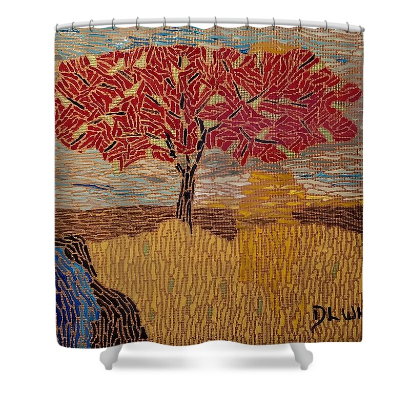 Autumn Shower Curtain featuring the painting Autumn-4 Seasons by DLWhitson