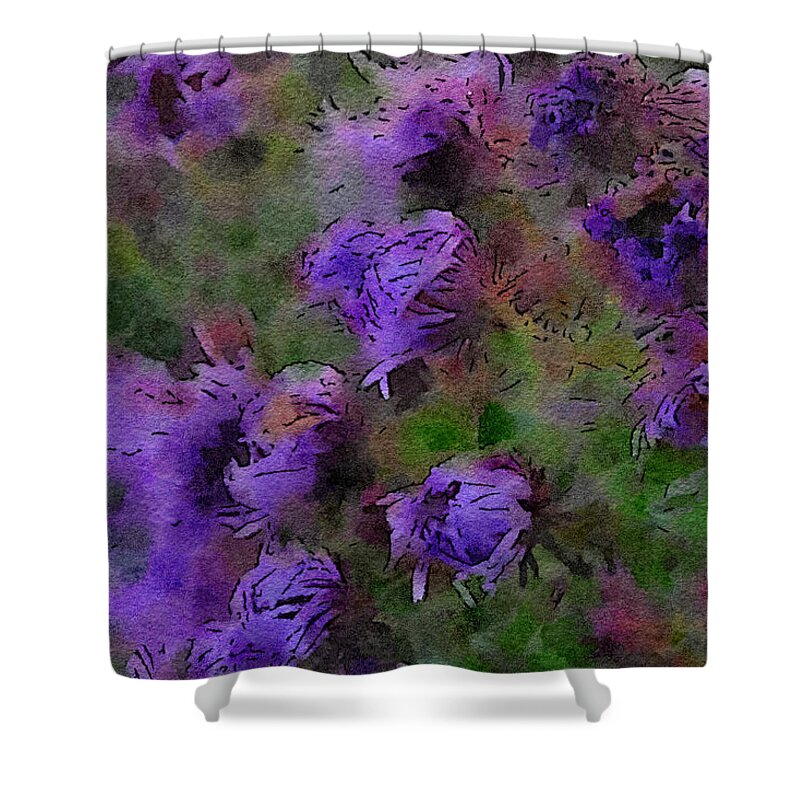 Watercolor Print Shower Curtain featuring the photograph Autumn Asters by Bonnie Bruno