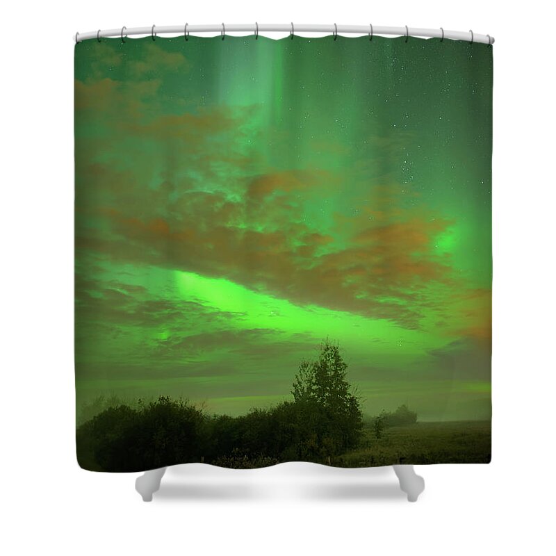 Northern Lights Shower Curtain featuring the photograph Autumn Aurora by Dan Jurak
