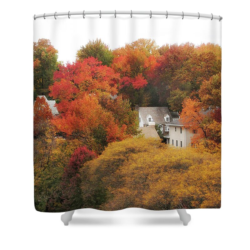 Autumn Shower Curtain featuring the photograph Autumn Embrace by Jessica Jenney