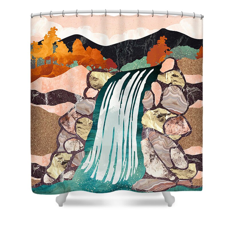 Digital Shower Curtain featuring the digital art Autumn Falls by Spacefrog Designs