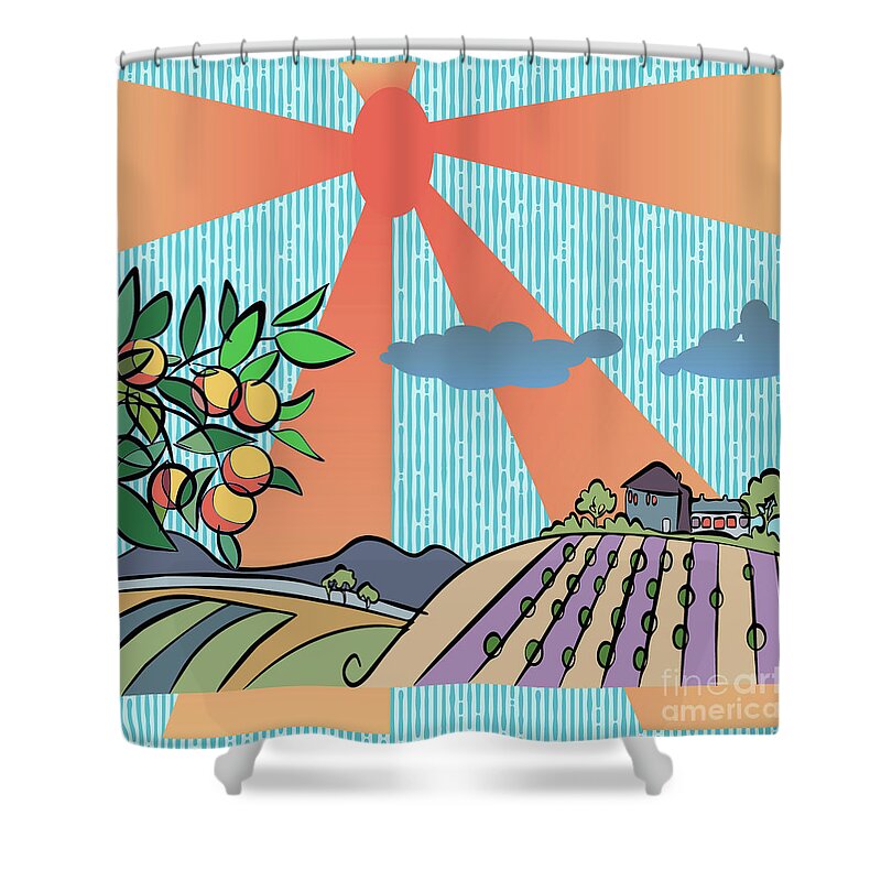 Agriculture Shower Curtain featuring the digital art Autumn harvest illustration by Ariadna De Raadt