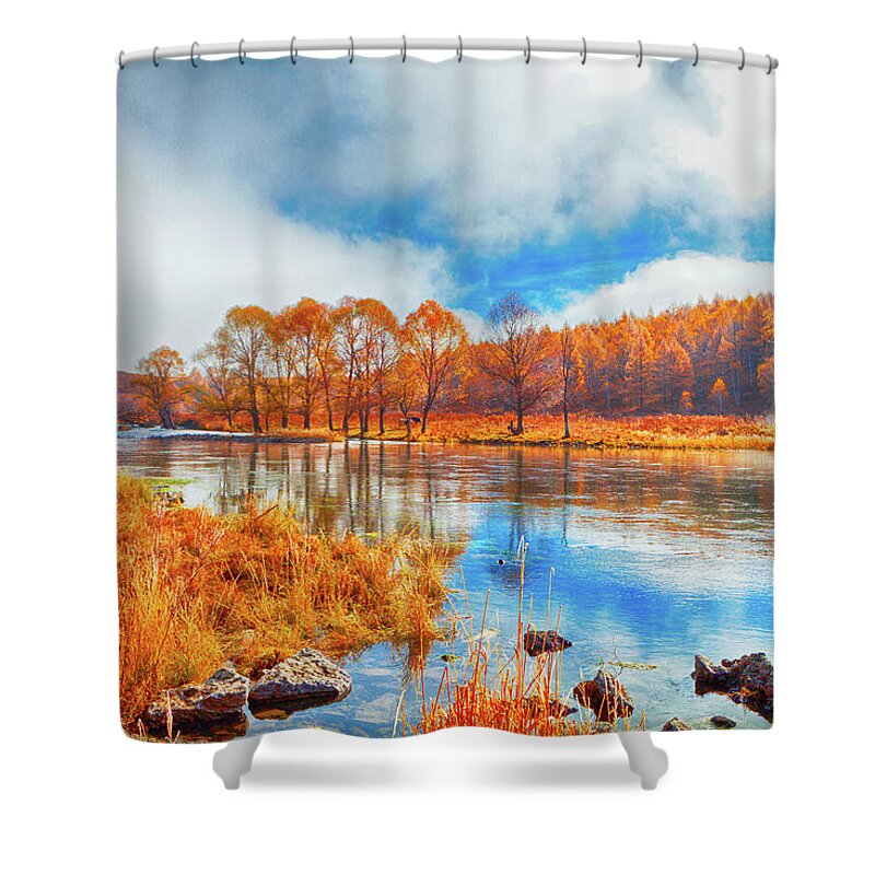 Scenics Shower Curtain featuring the photograph Autumn Landscape by Fzant