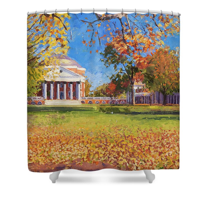 Uva Shower Curtain featuring the painting Autumn on the Lawn by Edward Thomas
