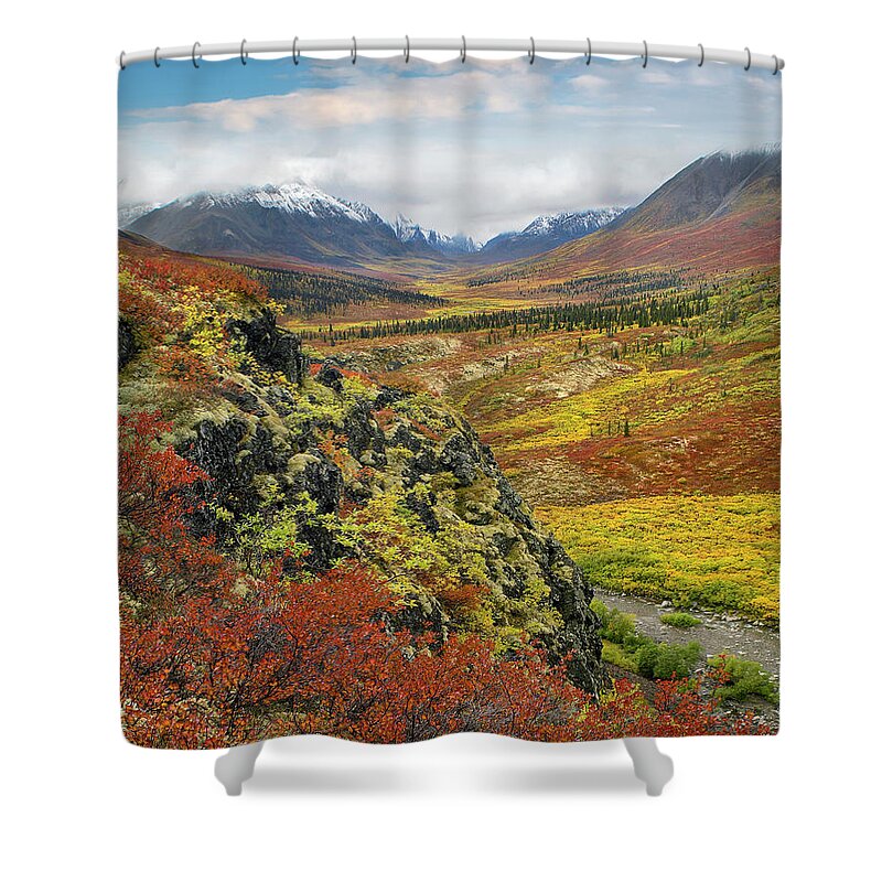 00586334 Shower Curtain featuring the photograph Autumn Tundra, Tombstone Range, Tombstone Territorial Park, Yukon by Tim Fitzharris