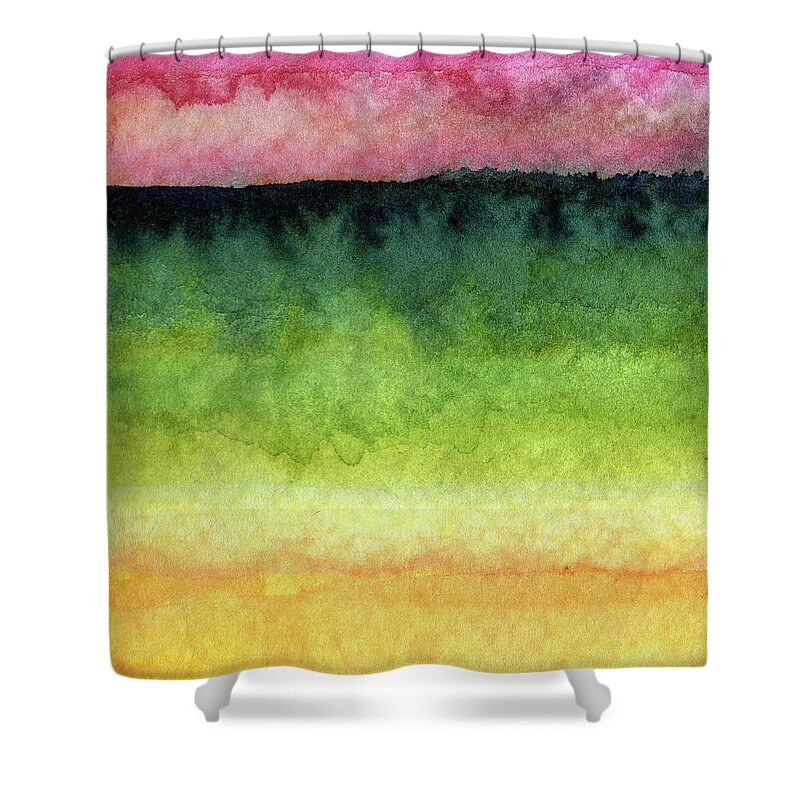 Abstract Landscape Shower Curtain featuring the painting Awakened Too by Linda Woods