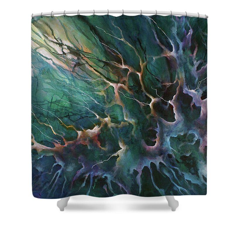 Abstract Shower Curtain featuring the painting Daydream by Michael Lang
