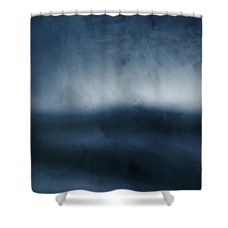Abstract Shower Curtain featuring the mixed media Azul 1- Art by Linda Woods by Linda Woods